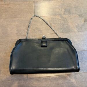 Vintage Black Leather Clutch